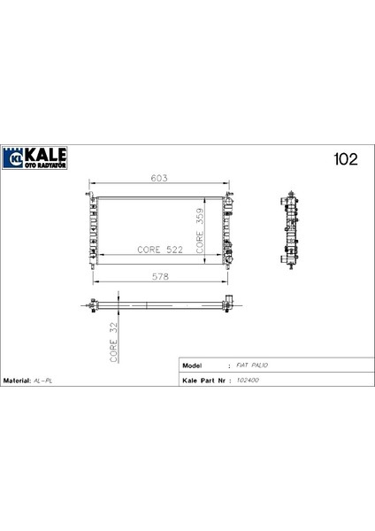 Radyatör Fıat Palıo 1.4 1.2 cc 2 Sıra Al+Pl Sistem