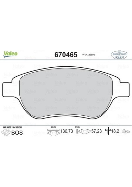 Fren Balata Ön Tk. Partner 00- 307 C4 Valeo 670465 4252.22