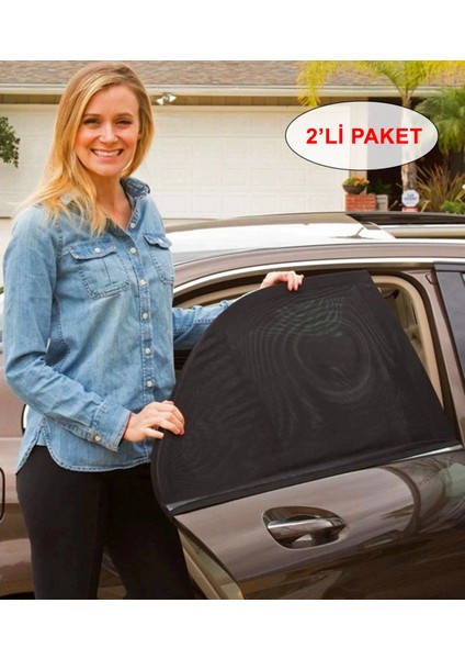 2'li Araba Camı Güneşliği Araç Arka Koltuk Oto Sineklik Önleyici Çıkartılabilen Cam Filmi Perdesi