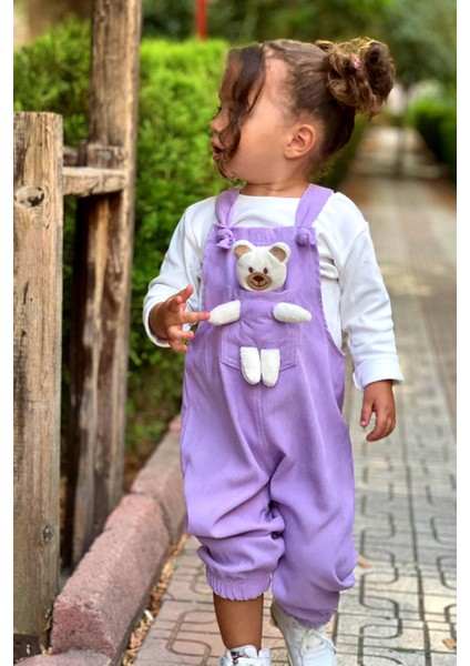 Unisex Boy Çizgi Fitilli Yeşil Teddy Oyuncaklı 2'li Salopet