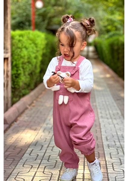 Unisex Boy Çizgi Fitilli Yeşil Teddy Oyuncaklı 2'li Salopet modelleri