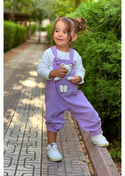 Unisex Boy Çizgi Fitilli Yeşil Teddy Oyuncaklı 2'li Salopet fiyatları