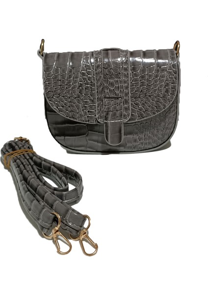 Kadın Gri Timsah Desenli Kemer Detaylı Omuz Çanta fiyatları