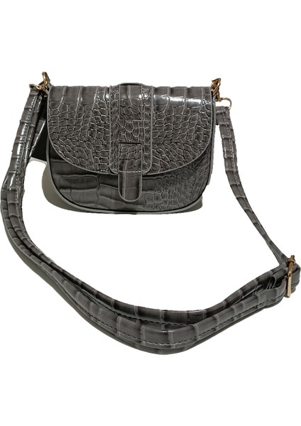 Kadın Gri Timsah Desenli Kemer Detaylı Omuz Çanta modelleri