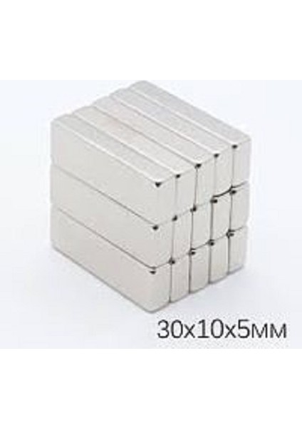 30 x 10 x 5 mm Boy 30 mm En 10 mm Kalınlık 5 mm Köşeli Neodyum