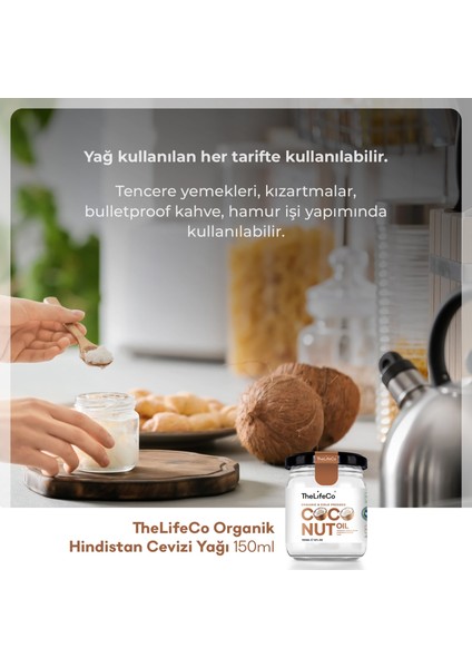 Organik Hindistan Cevizi Yağı 150 ml (Soğuk Sıkım, Vegan)