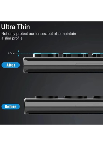 Galaxy S23 Ultra ile Uyumlu Kamera Lens Koruyucu Ineffable Kamera Lens Koruma Siyah fiyatları