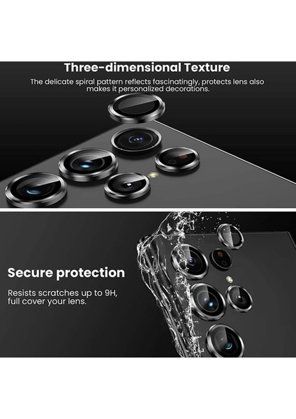 Galaxy S23 Ultra ile Uyumlu Kamera Lens Koruyucu Ineffable Kamera Lens Koruma Siyah fırsatları