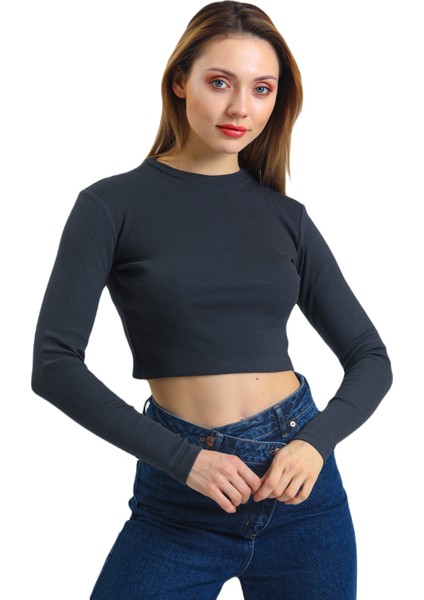 Uzun Kollu Fitilli Crop Bluz