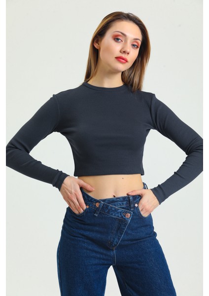 Uzun Kollu Fitilli Crop Bluz