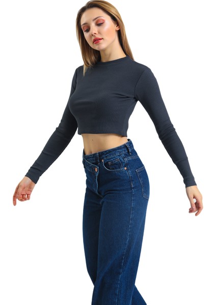 Uzun Kollu Fitilli Crop Bluz
