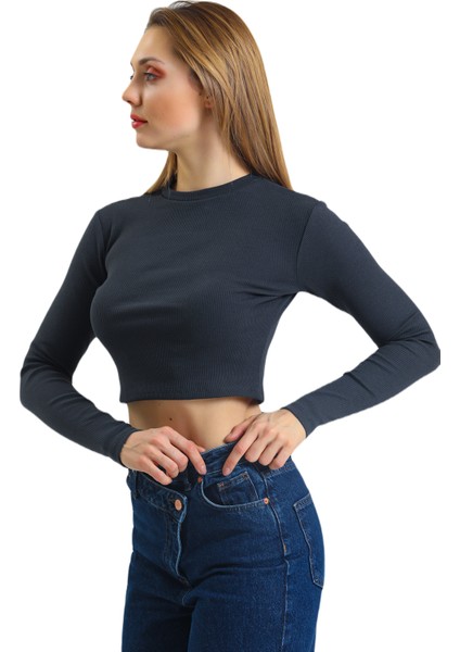 Uzun Kollu Fitilli Crop Bluz