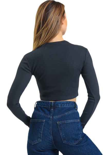 Uzun Kollu Fitilli Crop Bluz