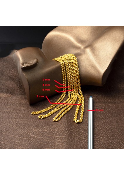 İnce 14 Ayar Burmalı Halat Altın Zincir