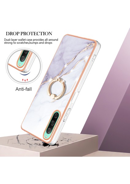 Sony Xperia 10 Iv 5g Yb Imd Serisi-10 Yüzük Kickstand Imd Mermer Desenli Telefon Kılıfı Elektrokaplama Çerçevesi Tpu Anti-Damla Kapağı (Yurt Dışından) fiyatları