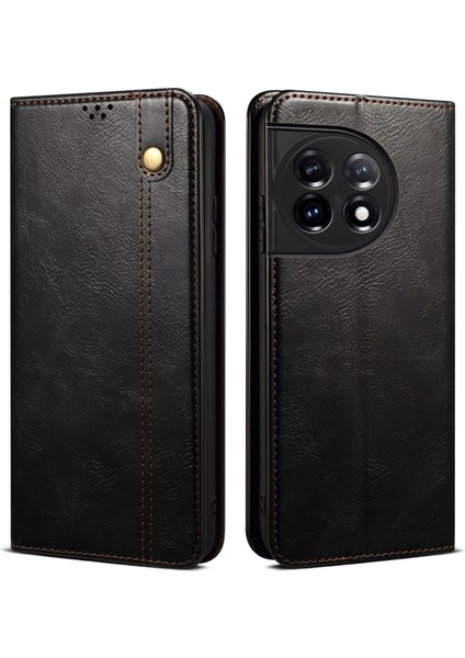 Oneplus 11R 5g Için Telefon Deri Kılıfı, Mumsu Çılgın At Doku Stand Cüzdan Cep Telefonu Kapağı (Yurt Dışından)