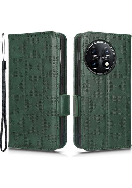 Oneplus 11 5g Cep Telefonu Kılıfı Için Baskılı Üçgen Desen Telefon Kapağı Pu Deri Cüzdan Bilek Kayışı ile (Yurt Dışından)