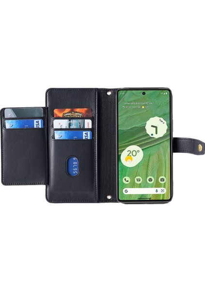 Google Pixel 7 5g Dokulu Pu Deri Fermuarı Cep Cüzdanı Telefon Kılıfı Stand Çoklu Kart Yuvası Manyetik Kapak Bilek Kayışı ve Omuz Kayışı ile (Yurt Dışından) fiyatları