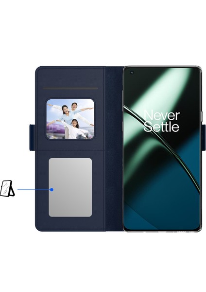 Oneplus 11 5g, Pu Deri+Tpu Katlanabilir Stand Kartı Tutucu Makyaj Aynası ile Manyetik Telefon Kapağı (Yurt Dışından) fiyatları