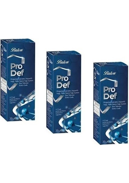 Prodef Propolis, Karanfil Yağı, Tıbbi Nane Yağı Içeren Sıvı Takviye Edici Gıda 30 Ml (3 Adet)