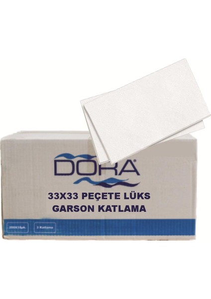 33 x 33 Peçete Lüks Beyaz Garson Katlama 100'lü x 12 Paket