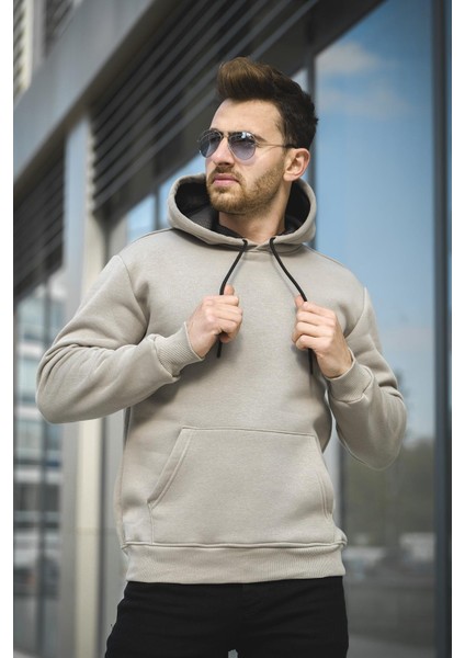 Janvier Üç Iplik Şardonlu Fitted Kapüşonlu Basic Erkek Sweatshirt fiyatları