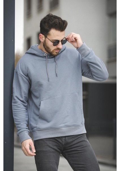 Carlos Üç Iplik Şardonsuz Oversize Basic Erkek Sweatshirt