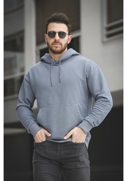 Carlos Üç Iplik Şardonsuz Oversize Basic Erkek Sweatshirt