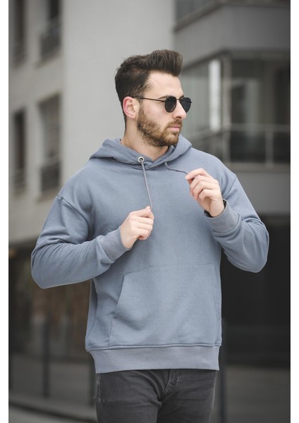 Carlos Üç Iplik Şardonsuz Oversize Basic Erkek Sweatshirt