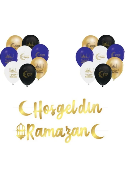 Hayaller Dükkanı Ramazan Süsleri Set 20 Adet Ramazan Balon ve Hoşgeldin Ramazan Set