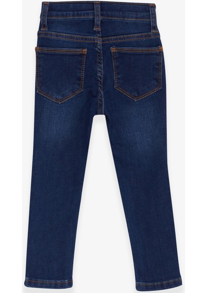 Kız Çocuk Kot Pantolon Cepli 1.5-5 Yaş, Koyu Mavi