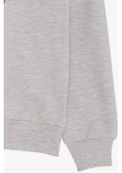 Kız Çocuk Sweatshirt Simli Yazı Baskılı 8-14 Yaş, Bej Melanj fırsatları