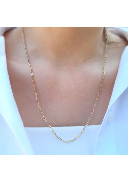 14K Altın Minimal Ataç Zincir Kolye