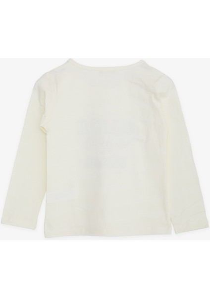 Kız Çocuk Uzun Kollu Tişört Taşlı Yazı Baskılı 5-10 Yaş, Ekru fiyatları