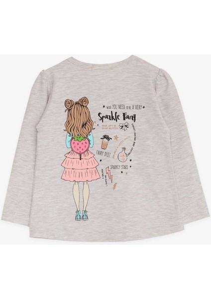 Kız Çocuk Uzun Kollu Tişört Baskılı 1-4 Yaş, Bej Melanj fiyatları