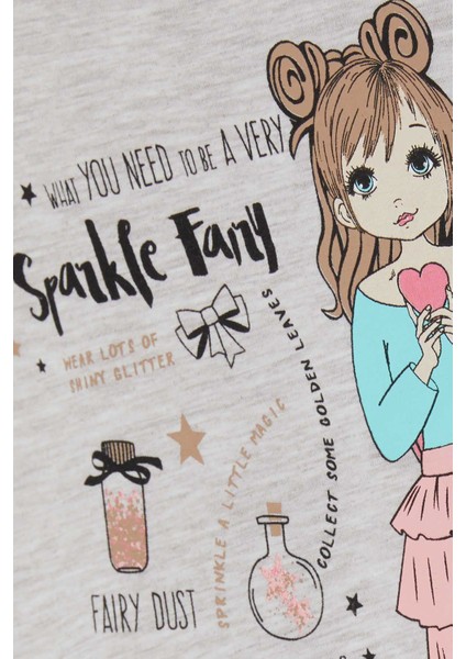 Kız Çocuk Uzun Kollu Tişört Baskılı 1-4 Yaş, Bej Melanj fırsatları