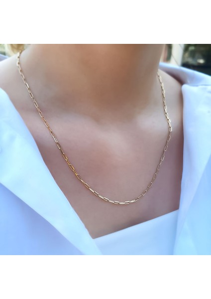 14K Altın Minimal Ataç Zincir Kolye