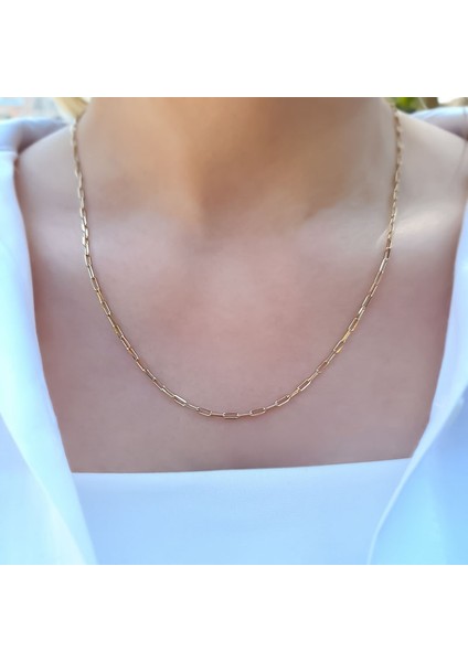 14K Altın Minimal Ataç Zincir Kolye