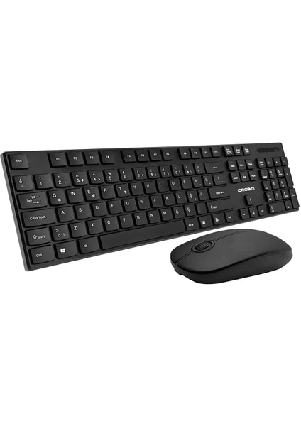 Crown Micro Türkçe Q Kablosuz Klavye Mouse Set  (CMMK-08W)