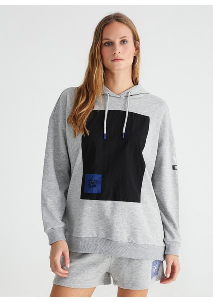 Kapüşon Yaka Baskılı Gri Kadın Sweatshirt K-Kalıs fiyatları