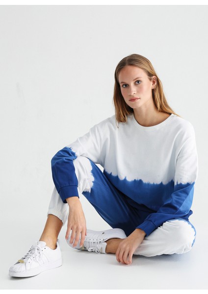 Bisiklet Yaka Batik Çok Renkli Kadın Sweatshırt BINOS