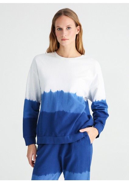 Bisiklet Yaka Batik Çok Renkli Kadın Sweatshırt BINOS