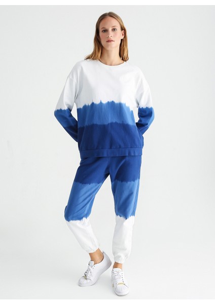 Bisiklet Yaka Batik Çok Renkli Kadın Sweatshırt BINOS