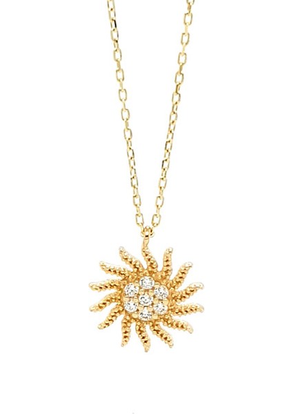 14 Ayar Altın Güneş Figürlü Kolye