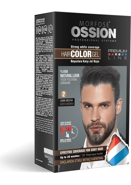 Ossion Pr.Barber Erkek Saç Jel Boya Koyu Mokka No:2 40 Ml