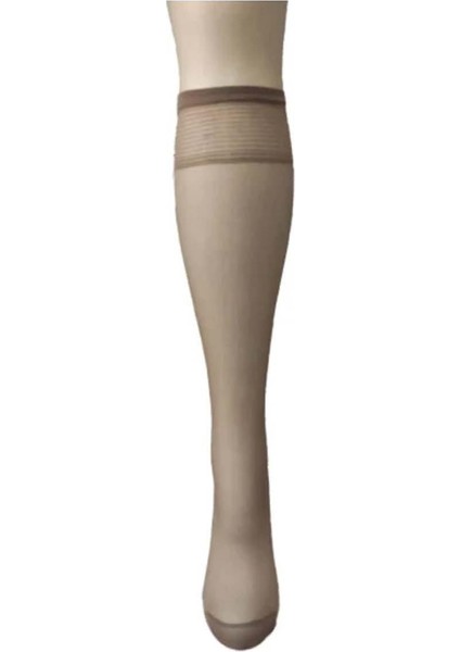 Kadın 24 Lü 20 Den Mat Burnu Takviyeli Dayanıklı Esnek Dizaltı Pantolon Çorabı