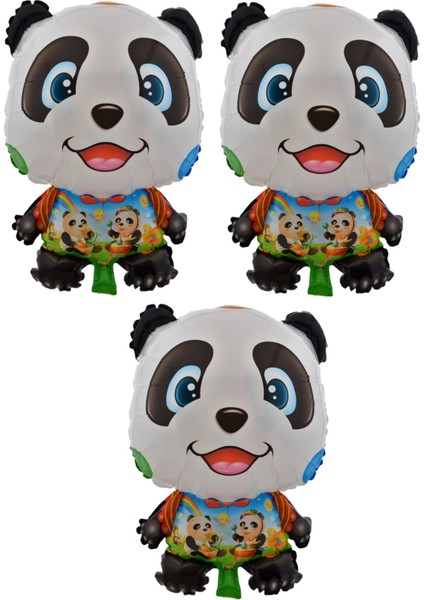 Neşeli Panda 3 Adet Büyük Boy 41CMX60CM Folyo Balon (Helyum) No:19