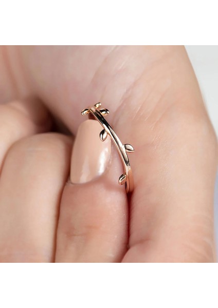 14K Sarı Altın Minimal Dal Yüzük modelleri
