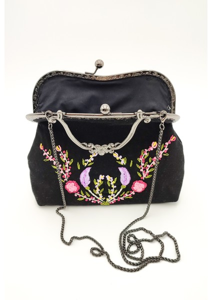 Siyah Nakış Işlemeli Çanta fiyatları