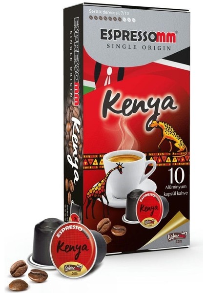 Espressomm® Single Origin Kenya Alüminyum Kapsül Kahve Nespresso® Uyumlu Espresso 10 Adet